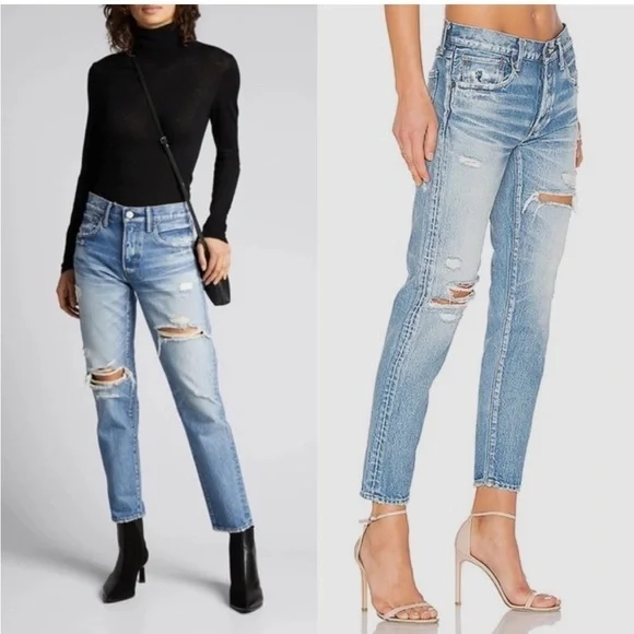 Moussy Bowie Tapered Jeans in Blue - Picture 7 of 16